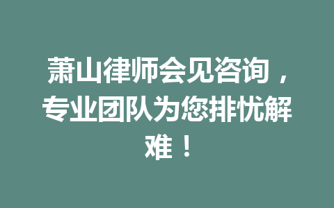 萧山律师会见咨询,专业团队为您排忧解难!一